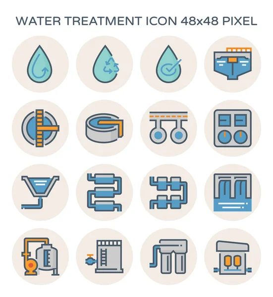 Conjunto Iconos Planta Tratamiento Agua Filtro Agua Píxel Perfecto 64X64 — Vector de stock