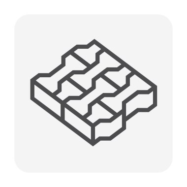 Beton blok kat simgesi, düzenlenebilir kontur.