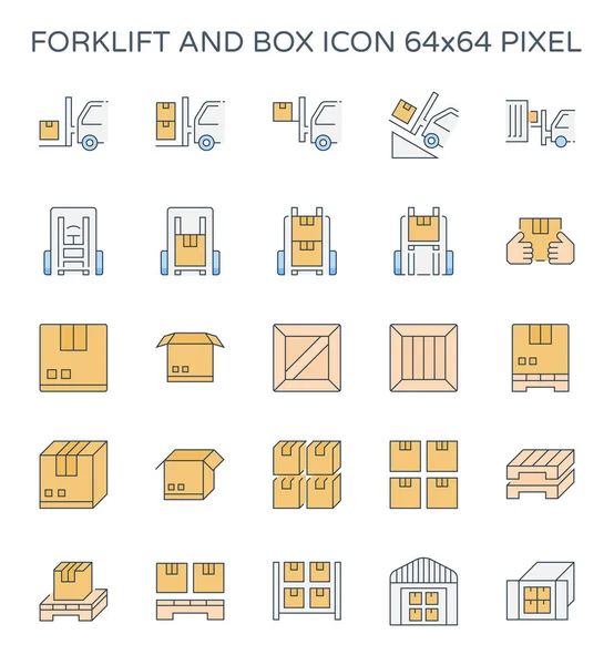 Conjunto Ícones Empilhadeira Caixa Pixel Perfeito 64X64 Curso Editável —  Vetores de Stock