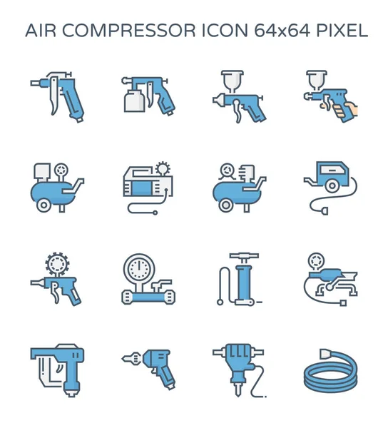 Air Compressor Tool Icon Set Editable Stroke — Stock Vector
