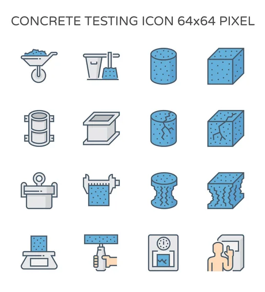 Conjunto Iconos Laboratorio Pruebas Resistencia Hormigón Píxel Perfecto 64X64 Carrera — Vector de stock