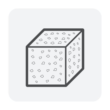 Beton gücü test simgesi, anahat ve siyah renk.