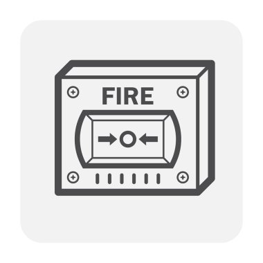 Yangın alarm düğme simgesi tasarım, siyah ve anahat.