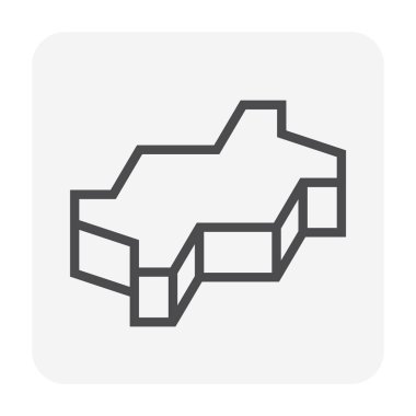 Beton blok kat simgesi, düzenlenebilir kontur.