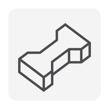 Beton blok kat simgesi, düzenlenebilir kontur.