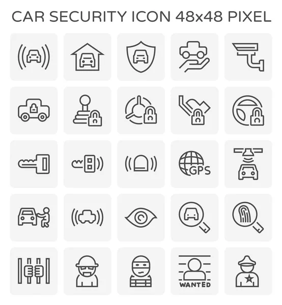 Car Security Equipment Cctv Vector Icon Set 48X48 Perfect Pixel — Stock Vector