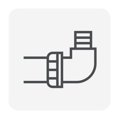 HDPE boru ve bağlantı ortak simgesi tasarım, düzenlenebilir kontur.