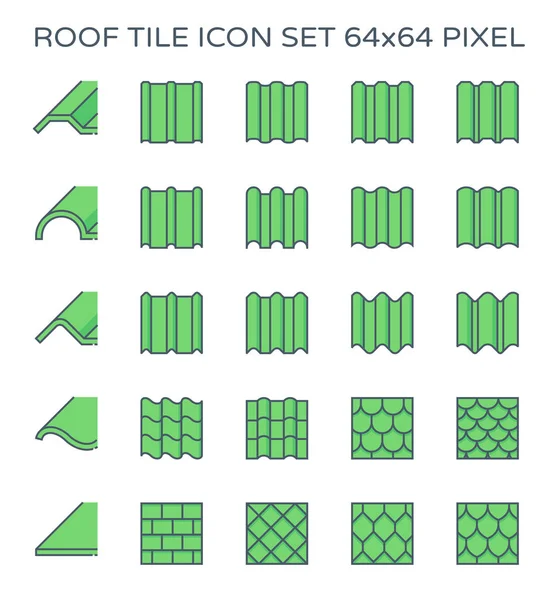 Çatı Kiremit Icon Set Mükemmel Piksel Düzenlenebilir Kontur — Stok Vektör