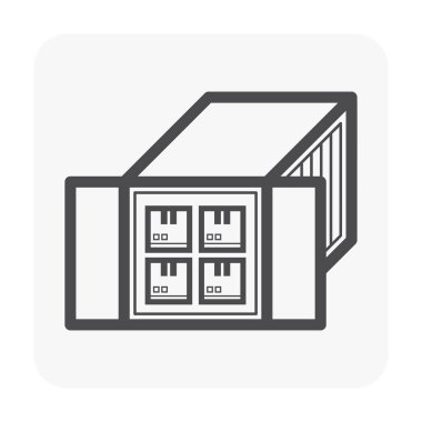 Beyaz forklift ve kutusu simgesine.