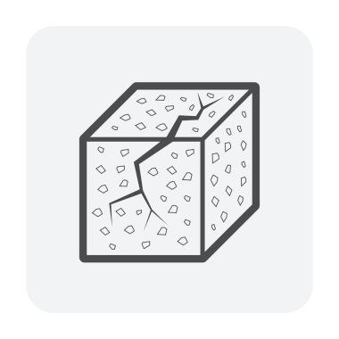 Beton gücü test simgesi, anahat ve siyah renk.