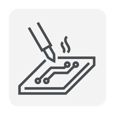 Elektronik Sanayi ve teknoloji simgesi tasarım, düzenlenebilir kontur.