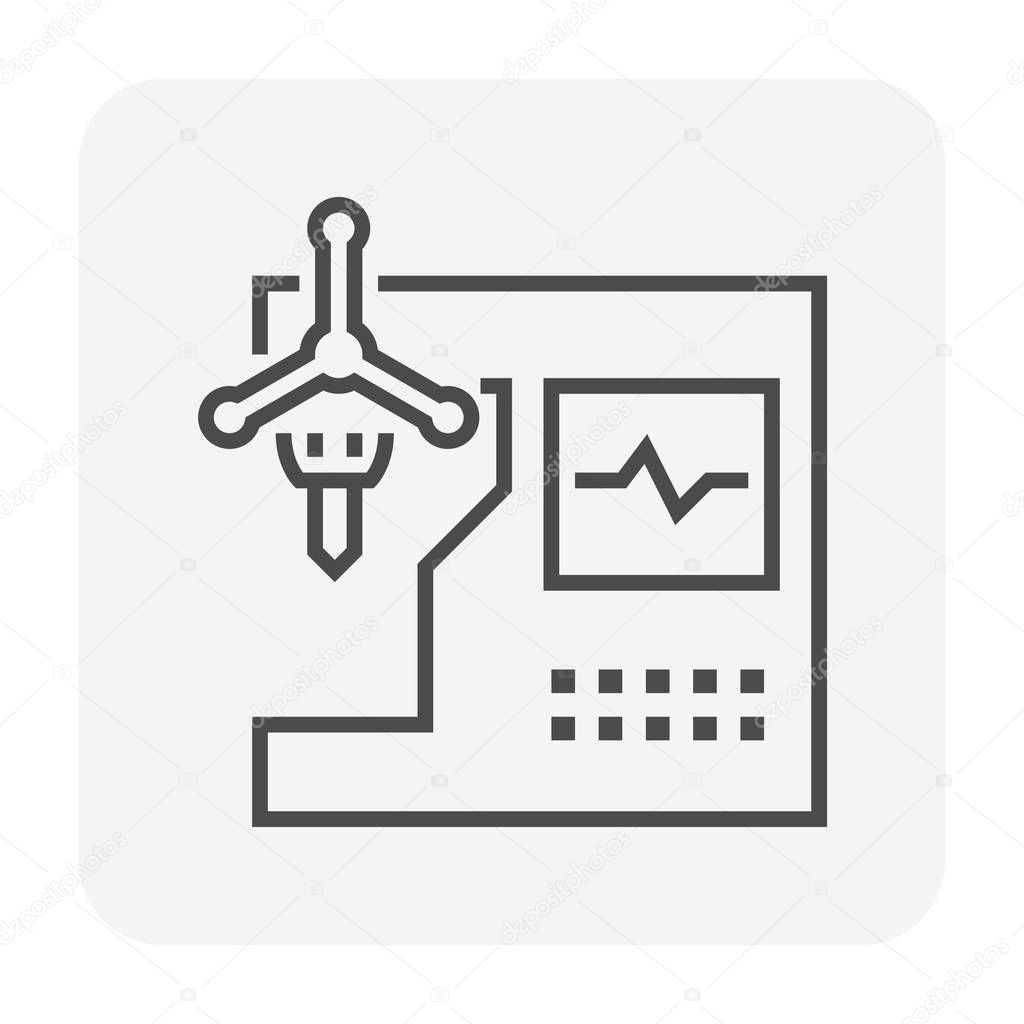 Cnc milling machine icon design, 80x80 perfect pixel and editable stroke.