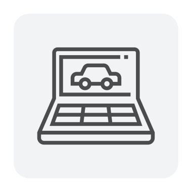 Araba performans testi simgesi tasarım, düzenlenebilir kontur.