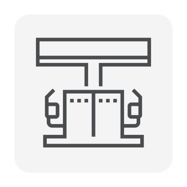 Benzin İstasyonu ve ekipman simgesi tasarım, düzenlenebilir kontur.