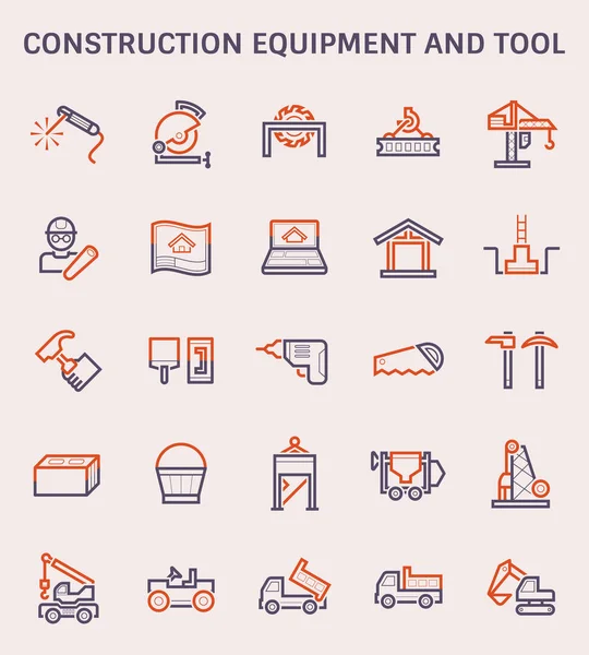 Attrezzature Costruzione Set Icone Utensili — Vettoriale Stock