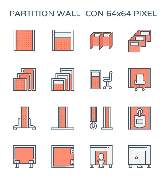 Ensemble Icônes Équipement Cloison Diviser Espace Pixel Parfait 64X64 Course — Image vectorielle