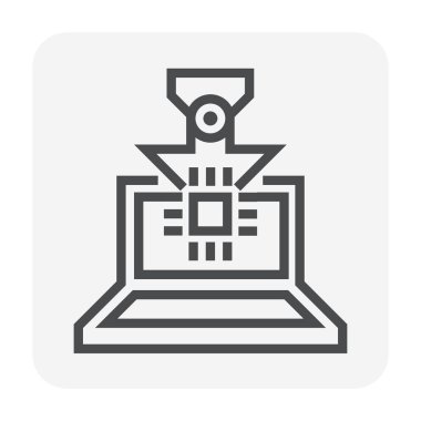 Elektronik Sanayi ve teknoloji simgesi tasarım, düzenlenebilir kontur.