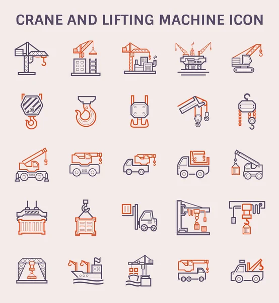 Ensemble Icônes Grue Levage Couleur Contour — Image vectorielle