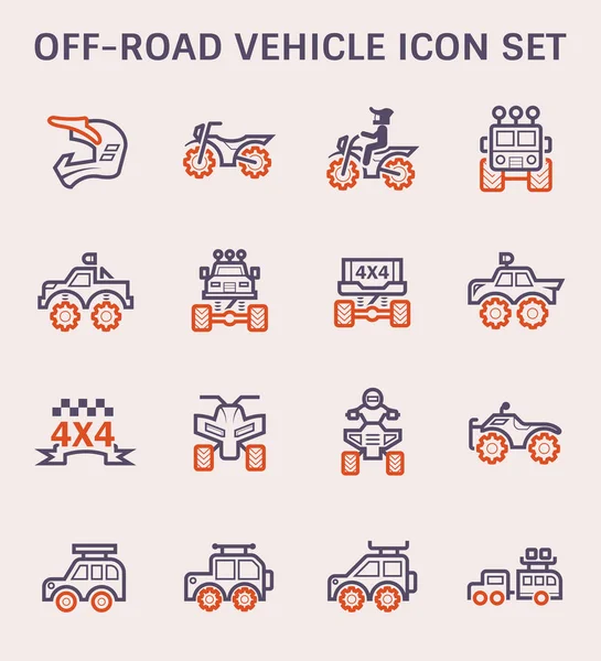 Road Vehicle Motocross Icon Set — Stock Vector