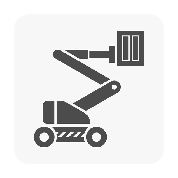 Boom Lift Pictogram Wit — Stockvector