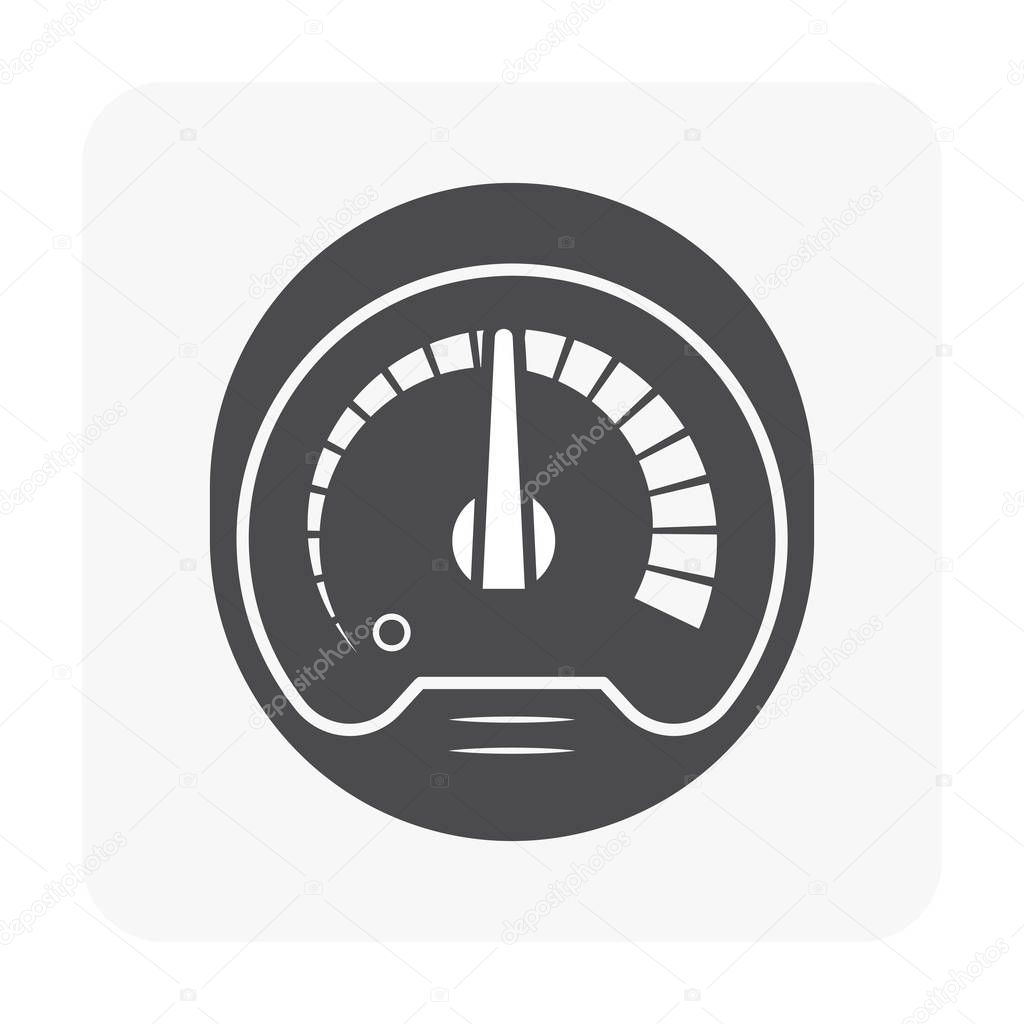 Gauge meter icon on white background.