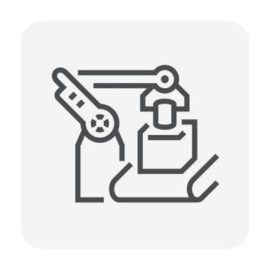 Ürün kutusu, 64 x 64 mükemmel piksel ve düzenlenebilir kontur ile çalışan robot.