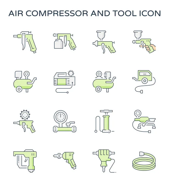 Sprężarki Powietrza Narzędzie Zestaw Ikon Edytowalne Obrysu — Wektor stockowy