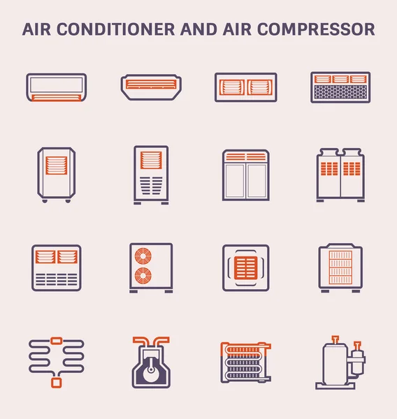 エアコンや空気圧縮機のアイコンのデザイン 色および概要 — ストックベクタ