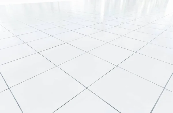 White Tile Floor Clean Condition Grid Line Background — Stock Photo, Image