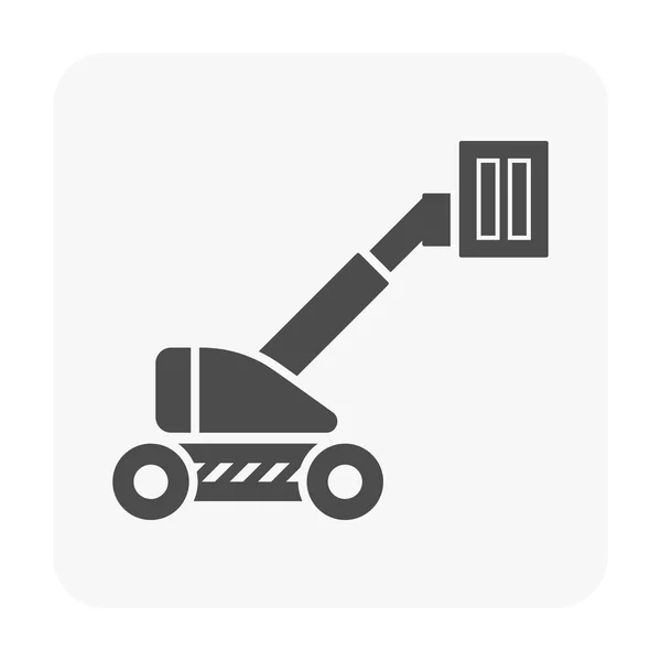 Boom Lift Pictogram Wit — Stockvector