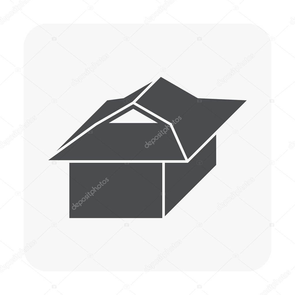 Roof and material icon on white.