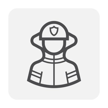 İtfaiyeci ve aracı simgesi tasarım, siyah ve anahat.