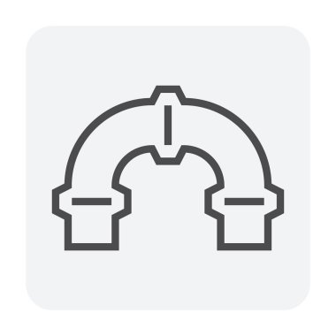 Çelik boru bağlantı simgesi seti, 64x64 Mükemmel piksel ve düzenlenebilir vuruş.