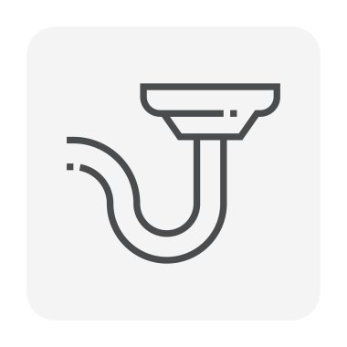 Yer sifonu simgesi tasarım drenaj sistemi, 64 x 64 mükemmel piksel ve düzenlenebilir inme için.