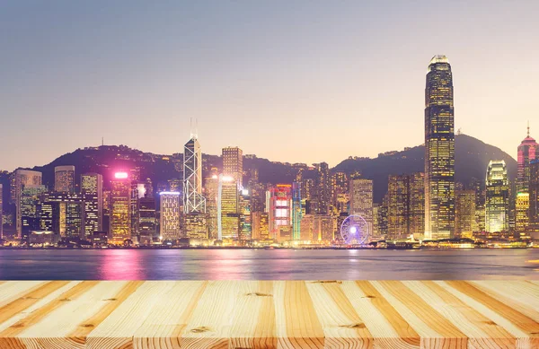 Paesaggio Urbano Skyline Victoria Harbour Hong Kong Crepuscolo — Foto Stock