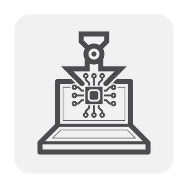 Dizüstü bilgisayar simgesi tasarım, siyah ve anahat.