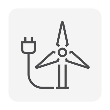 Rüzgar türbini simgesi yeşil enerji tasarım, 64 x 64 mükemmel piksel ve düzenlenebilir inme için.