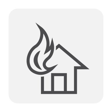 Ev simgesini tasarım, siyah ve anahat ateş.