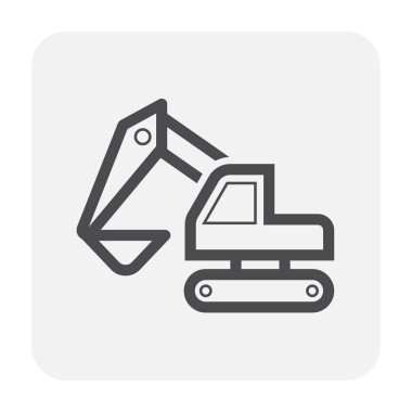 Toprak kazı ekipman simgesi tasarım, siyah ve anahat.