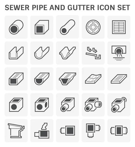 Sewer Pipe Gutter Icon Set Drainage System Design — Stock Vector