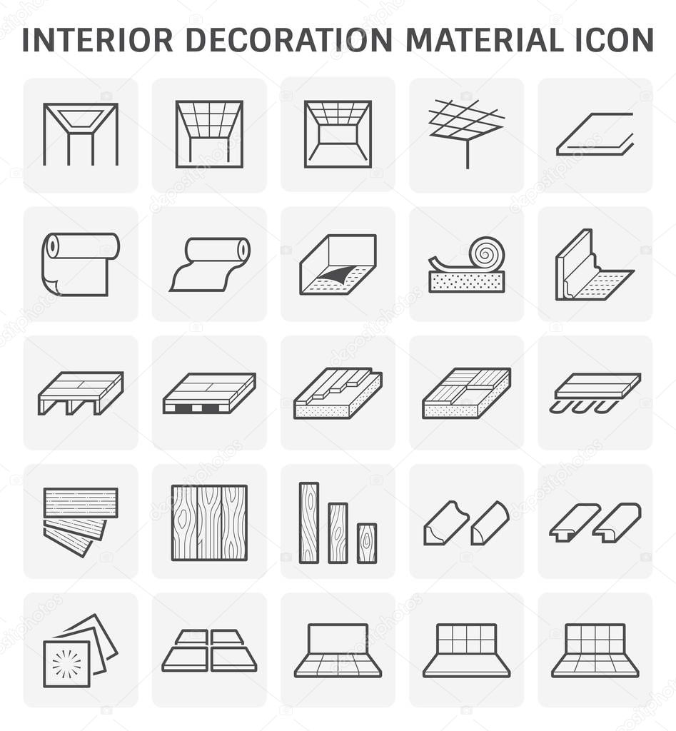 Interior decoration material icon for architecture work.