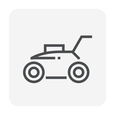 Çim biçme makinesi simgesi tasarım, düzenlenebilir kontur.