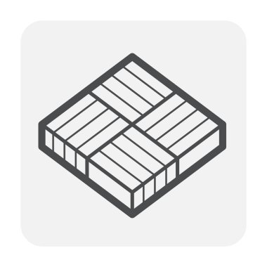 Fayans ustası blok kat veya finişer tuğla simgesi, siyah renk.