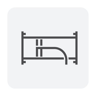 Havalandırma borusu ve temizlik işi simgesi, siyah renk.