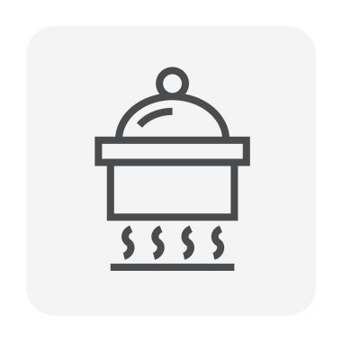 Tasarım, düzenlenebilir kontur yemek pişirmek için pişirme tencere simgesi.