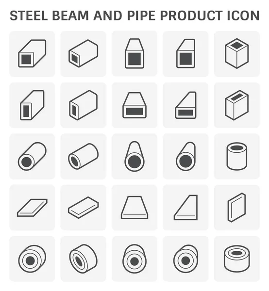 Stahlträger Und Rohr Produkt Ikone Für Die Arbeit Der Bauindustrie — Stockvektor