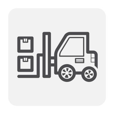 Forklift ve kutusu simgesi, 64 x 64 mükemmel piksel ve düzenlenebilir kontur.
