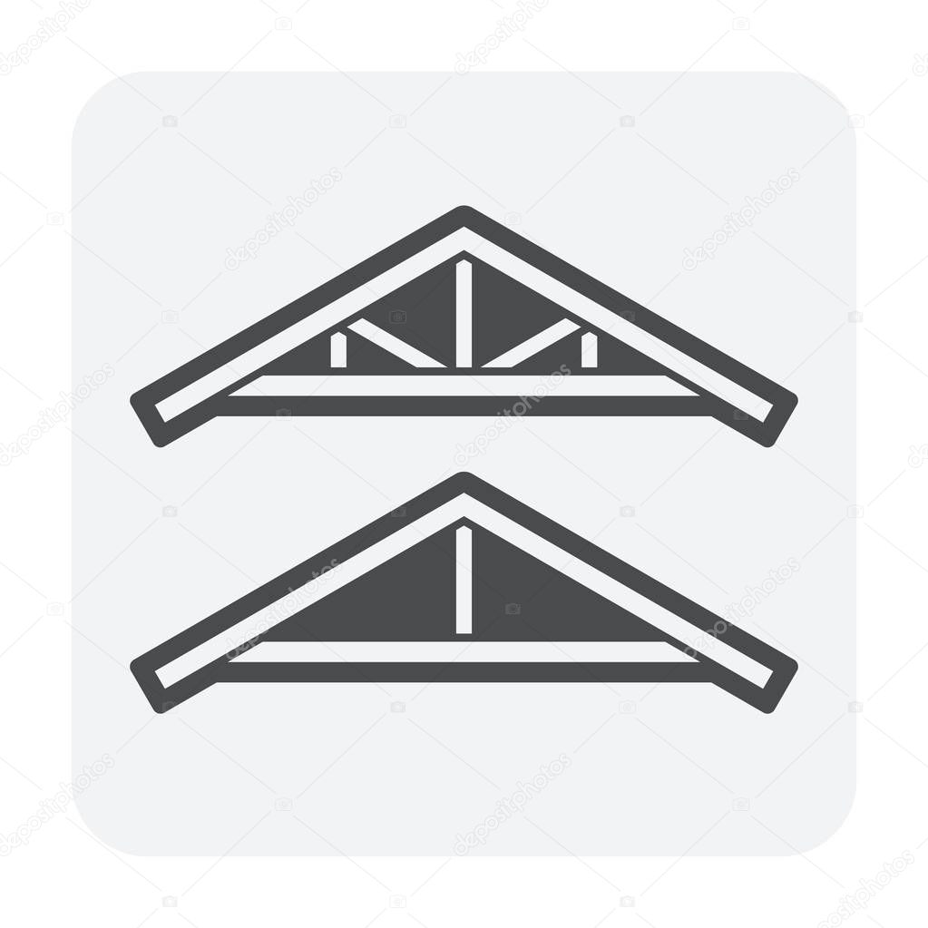 Roof truss icon design, black color.