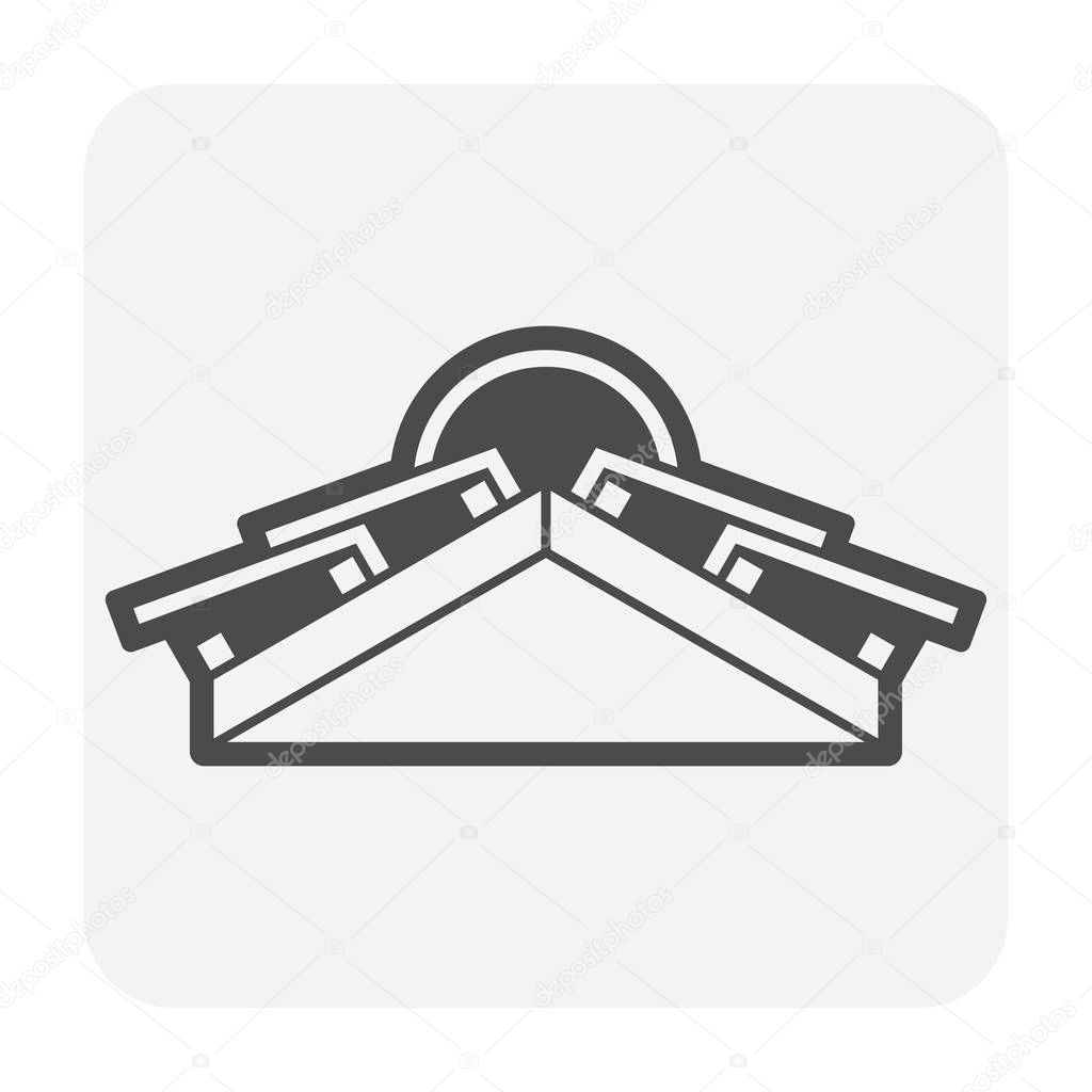 Roof tile and structure icon design, black color.
