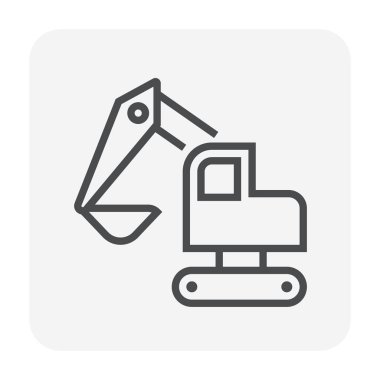 Toprak kazı ekipman simgesi tasarım, 64 x 64 mükemmel piksel ve düzenlenebilir inme.